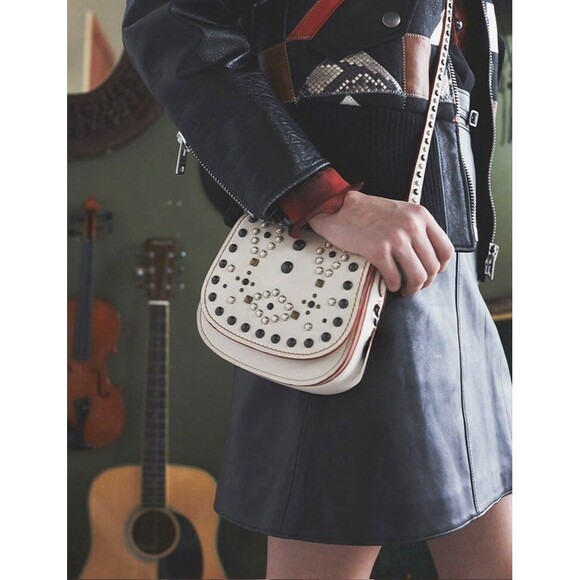 Coach Handbags - Coach 1941 Saddle 17 With Western Rivets in White/ Chalk Leather Crossbody Bag
